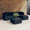vidaXL Set de muebles de jardín 5 pzas y cojines ratán sintético negro
