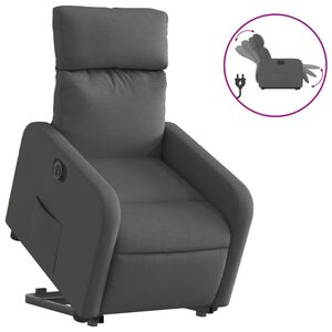 vidaXL Sill&oacute;n el&eacute;ctrico reclinable elevable de tela gris oscuro