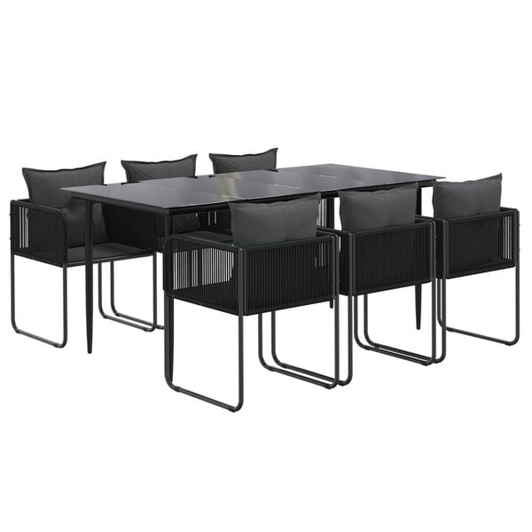 vidaXL Juego de comedor para jard&iacute;n 7 piezas negro