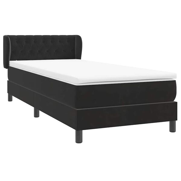 vidaXL Cama box spring con colch&oacute;n cuero sint&eacute;tico negro 80x210 cm
