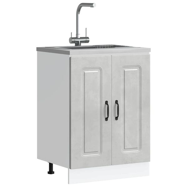 vidaXL Mueble bajo para fregadero Kalmar gris hormig&oacute;n 60x46x81,5 cm