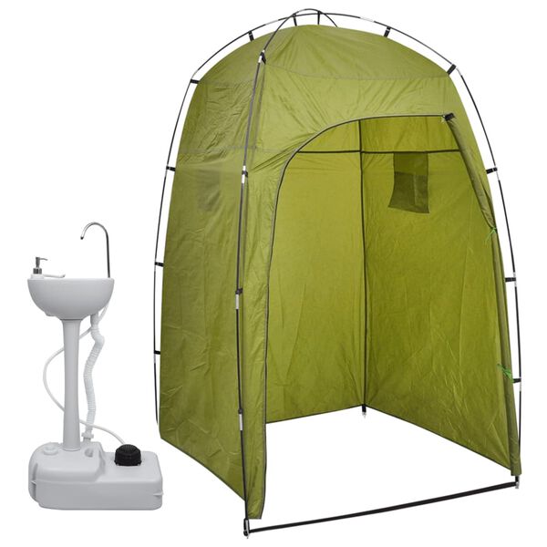 vidaXL Lavabo port&aacute;til para camping con tienda de campa&ntilde;a 20 L