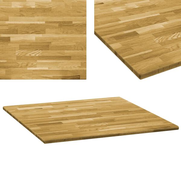 vidaXL Tablero de mesa cuadrado madera maciza de roble 23 mm 70x70 cm