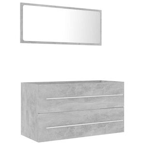 vidaXL Set muebles de ba&ntilde;o 2 piezas madera contrachapada gris hormig&oacute;n