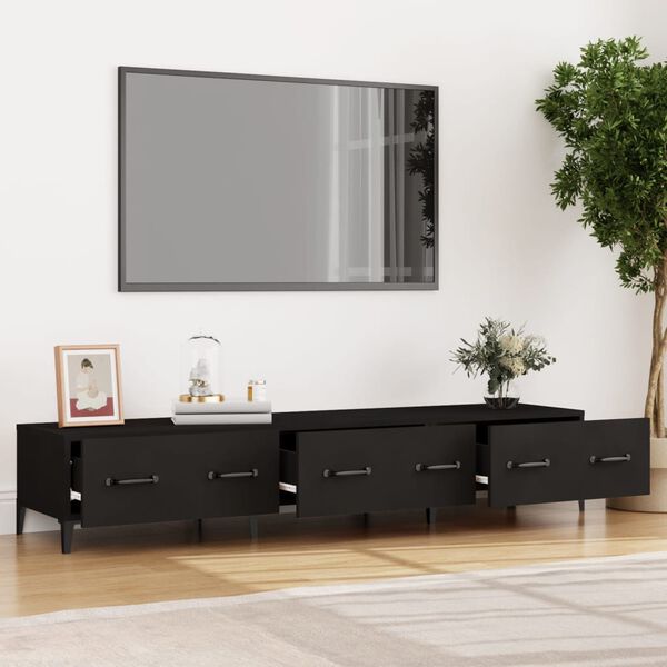 vidaXL Mueble de TV madera contrachapada negro 150x34,5x30 cm