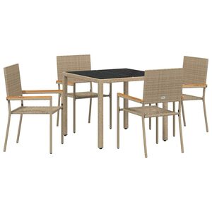 vidaXL Conjunto de Comedor de Jard&iacute;n 5 pcs Beige rat&aacute;n sint&eacute;tico
