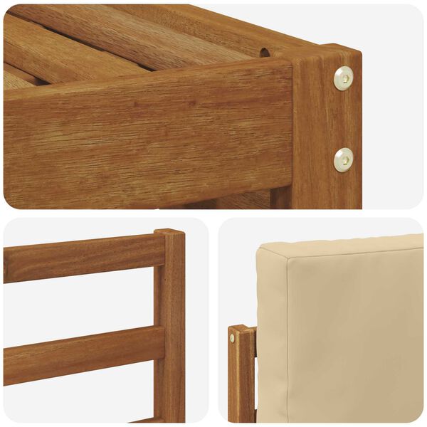 vidaXL Juegos de sof&aacute;s 9 pcs Natural y Beige Madera de Acacia S&oacute;lida