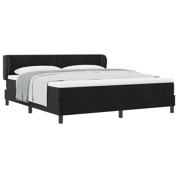 vidaXL Cama tipo Box Spring con colch&oacute;n Negro 180 x 200 cm Terciopelo