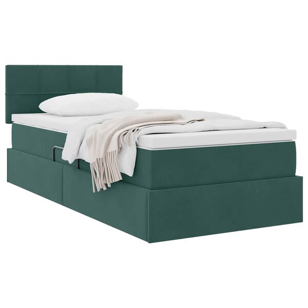 vidaXL Cama con almacenamiento Verde oscuro 90 x 190 cm Terciopelo