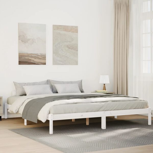 vidaXL Cama extralarga sin colchón madera maciza pino blanca 200x220cm