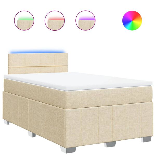 vidaXL Cama box spring con colch&oacute;n tela color crema 120x190 cm