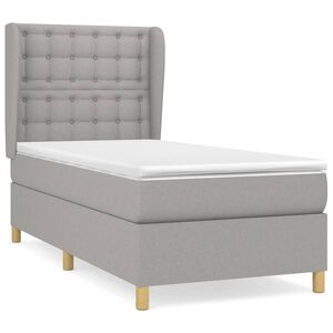 vidaXL Cama box spring con colch&oacute;n tela gris claro 80x200 cm