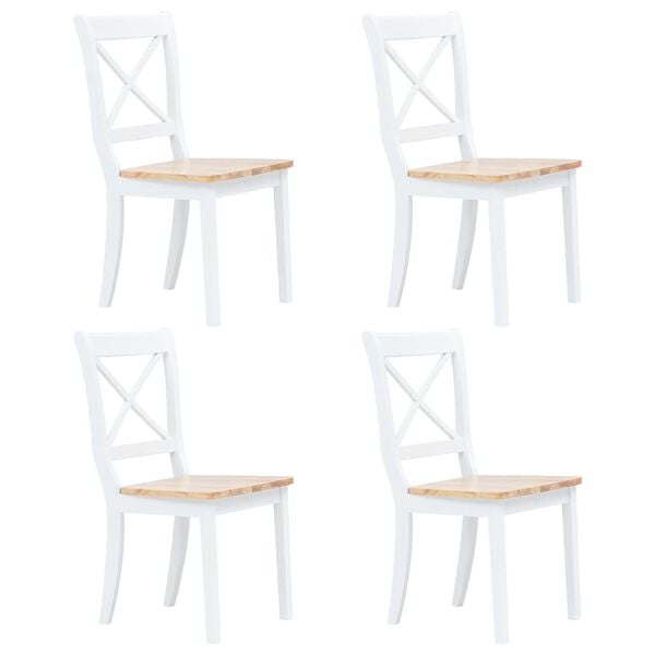 vidaXL Juego de comedor 5 piezas madera maciza de caucho blanco marrón