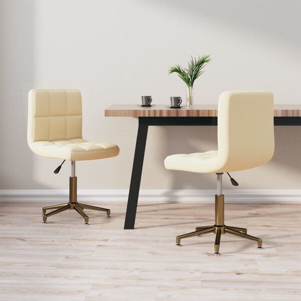 vidaXL Sillas de comedor giratorias 2 unidades terciopelo crema