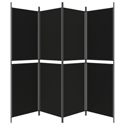 vidaXL Biombo divisor de 4 paneles de tela negro 200x180 cm