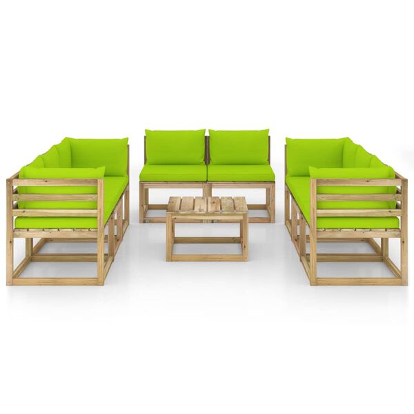 vidaXL Set de muebles de jard&iacute;n 9 piezas con cojines madera impregnada