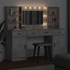 vidaXL Conjunto de mesa de vestidor con LED 3 pcs Gris Concreto