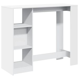 vidaXL Mesa bar con estante madera ingenier&iacute;a blanca 124x46x103,5 cm