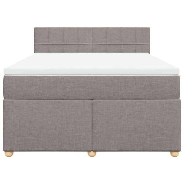 vidaXL Cama box spring con colch&oacute;n tela gris taupe 140x200 cm
