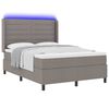 vidaXL Cama Box Spring LED con colch&oacute;n Taup&eacute; 160 x 200 cm tela