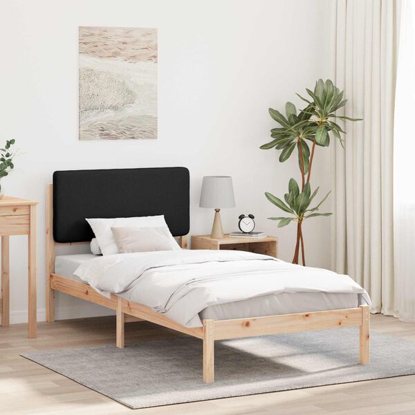 vidaXL Estructura de Cama con Cabecera Tapizada Negro 90 x 190 cm