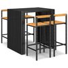vidaXL Mesa bar y taburetes jard&iacute;n 5 pzas madera acacia rat&aacute;n PE negro