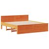 vidaXL Cama con estanter&iacute;a sin colch&oacute;n madera maciza marr&oacute;n 200x200 cm