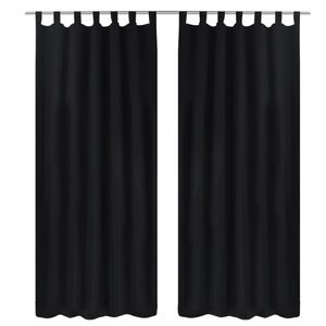 vidaXL 2 cortinas negras micro-satinadas con trabillas, 140 x 175 cm