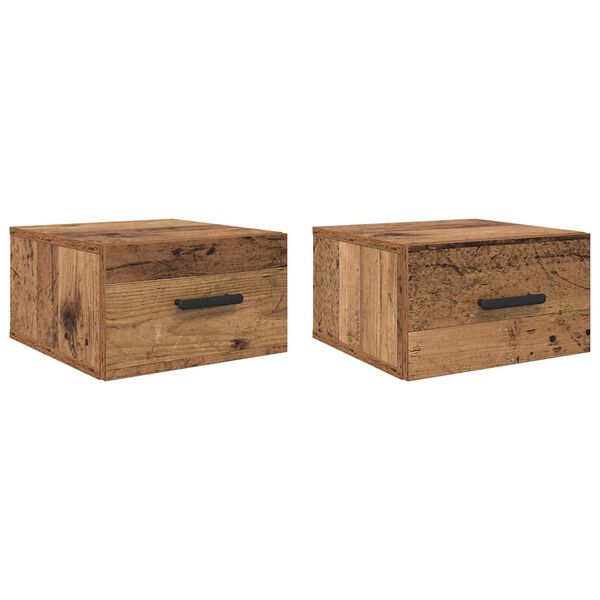 vidaXL Armario de Noche 2 pcs Madera vieja 35 x 35 x 20 cm