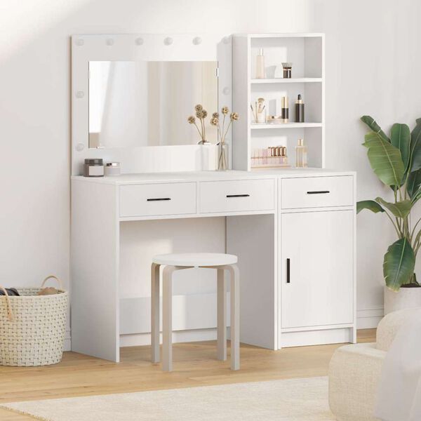 vidaXL Mesa de tocador con cajón 2 pcs Blanco 78.5 x 41 x 135 cm