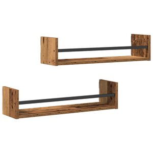 vidaXL Estante de pared 2 pcs Madera vieja 60 x 16 x 14 cm