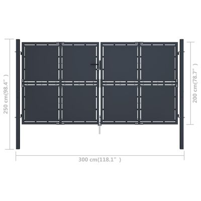 vidaXL Puerta de jardín de acero gris antracita 300x200 cm