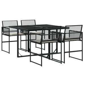 vidaXL Set de muebles jard&iacute;n 5 pzas con cojines rat&aacute;n sint&eacute;tico negro