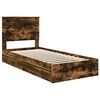 vidaXL Cama con almacenamiento con cabecera Roble ahumado 90 x 190 cm