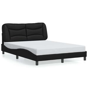 vidaXL Estructura de cama sin colch&oacute;n Hvar cuero sint&eacute;tico negro 140x190 cm