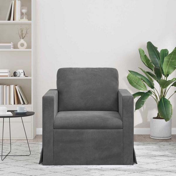 vidaXL Sof&aacute; Gris oscuro 78 x 78 x 80 cm Terciopelo