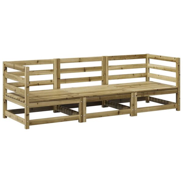 vidaXL Juego de sof&aacute;s de jard&iacute;n 3 piezas madera de pino impregnada
