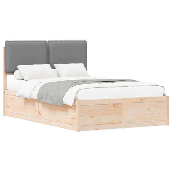vidaXL Estructura de Cama con Cabecera Tapizada Gris Claro