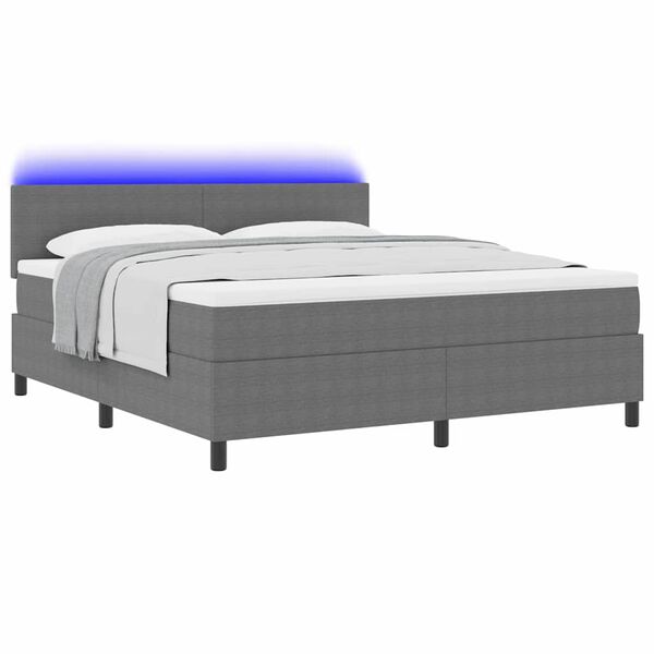 vidaXL Cama Box Spring LED Gris claro y . 180 x 200 cm Tela de Pana