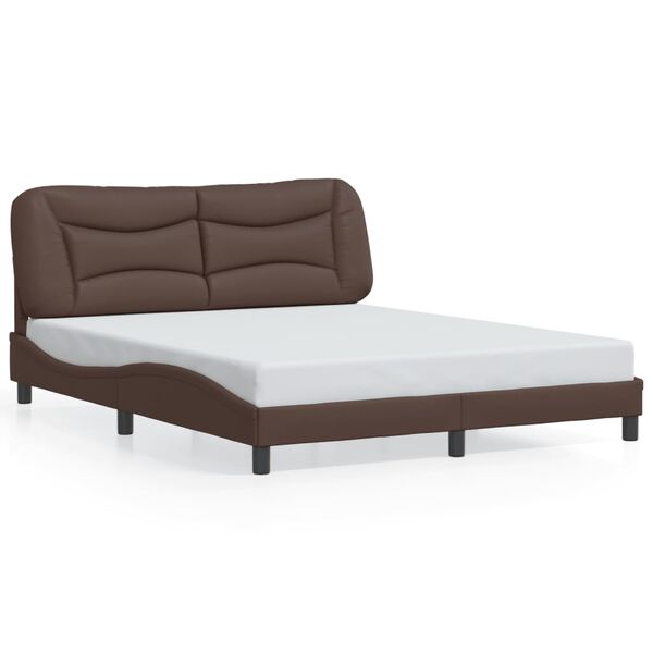 vidaXL Estructura de cama sin colch&oacute;n Hvar cuero sint&eacute;tico marr&oacute;n 160x200cm