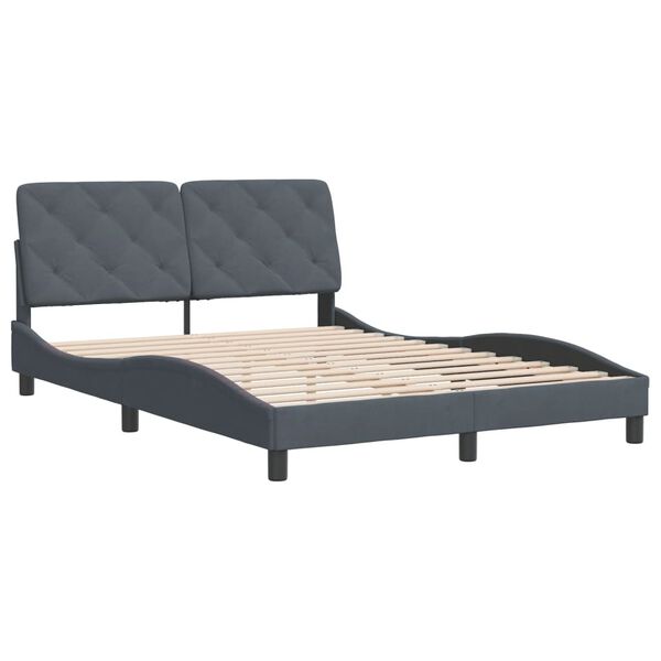 vidaXL Estructura de cama sin colch&oacute;n terciopelo gris oscuro 140x190cm