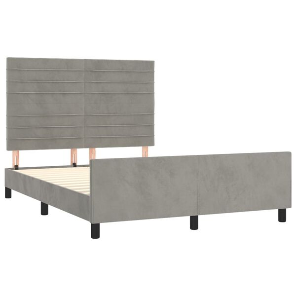 vidaXL Estructura de cama sin colch&oacute;n terciopelo gris claro 140x200 cm