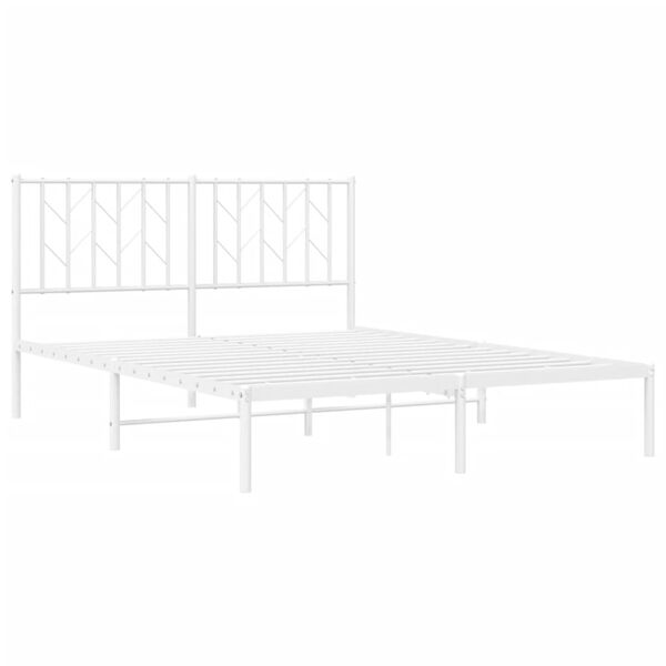 vidaXL Estructura cama sin colchón con cabecero metal blanco 135x190cm