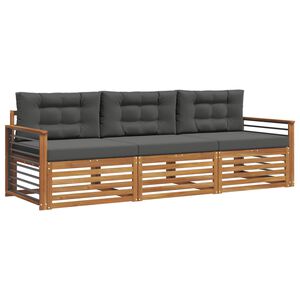 vidaXL Conjunto de sof&aacute;s de exterior 3 pcs Natural y Antracita