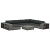 vidaXL Set de muebles de jard&iacute;n 10 pzas y cojines rat&aacute;n sint&eacute;tico gris