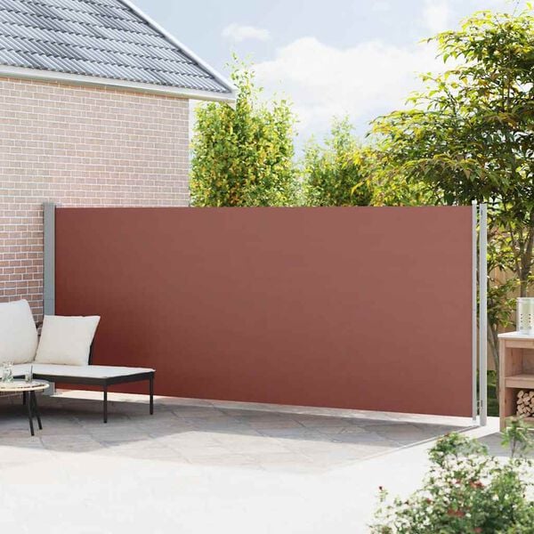 vidaXL Toldo lateral retr&aacute;ctil de jard&iacute;n marr&oacute;n 180x600 cm