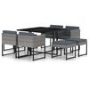 vidaXL Set de muebles jard&iacute;n 9 pzas con cojines rat&aacute;n sint&eacute;tico gris