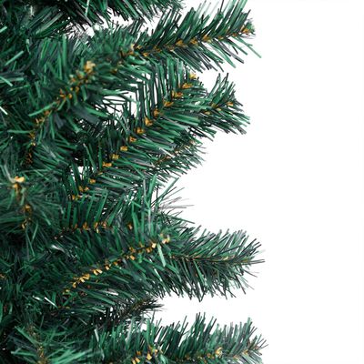 vidaXL Árbol de Navidad delgado con luces y soporte PVC verde 150 cm