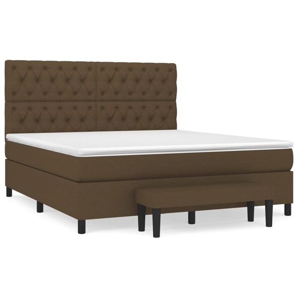 vidaXL Cama box spring con colch&oacute;n tela marr&oacute;n oscuro 160x200 cm