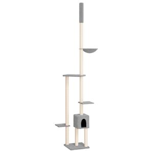 vidaXL &Aacute;rbol rascador gatos suelo a techo gris claro 258,5-284,5 cm